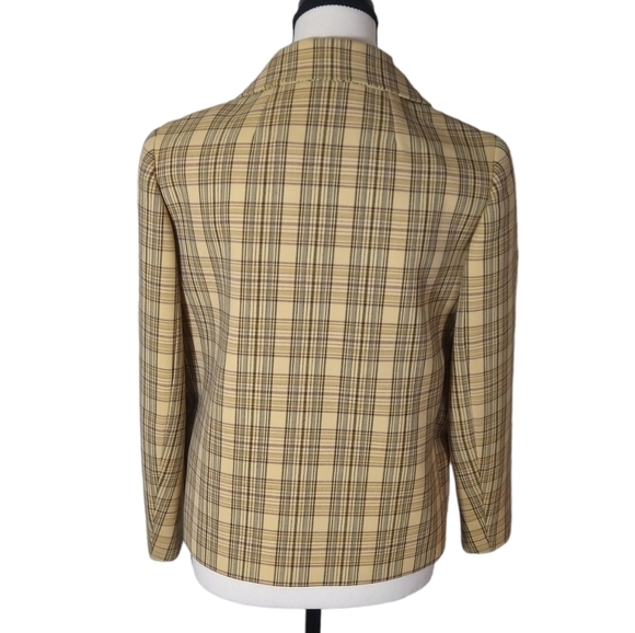 Vintage Norman Norell Blum's-Vogue yellow plaid designer Blazer Jacket top - Picture 7 of 11